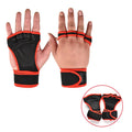 Blue WaveGear Inc. workout gloves for exercise and bodybuilding, featuring padded palms and adjustable wrist straps.