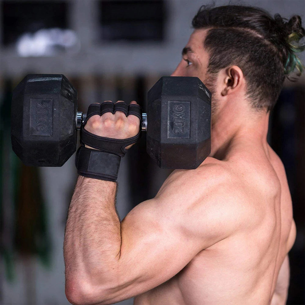 High-performance WaveGear Inc. workout and bodybuilding gloves with padded palms and adjustable straps for exercise and fitness training.