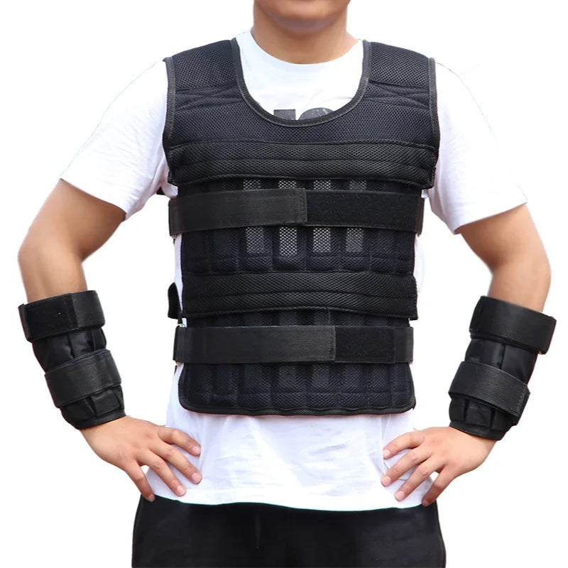 Adjustable WaveGear Inc. weighted running vest with padded straps and multiple weight settings for exercise and fitness training.