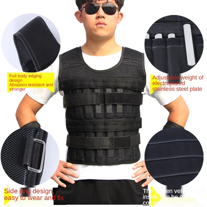 Adjustable WaveGear Inc. weighted vest for running and exercise, featuring padded straps and multiple weight settings for workout versatility.