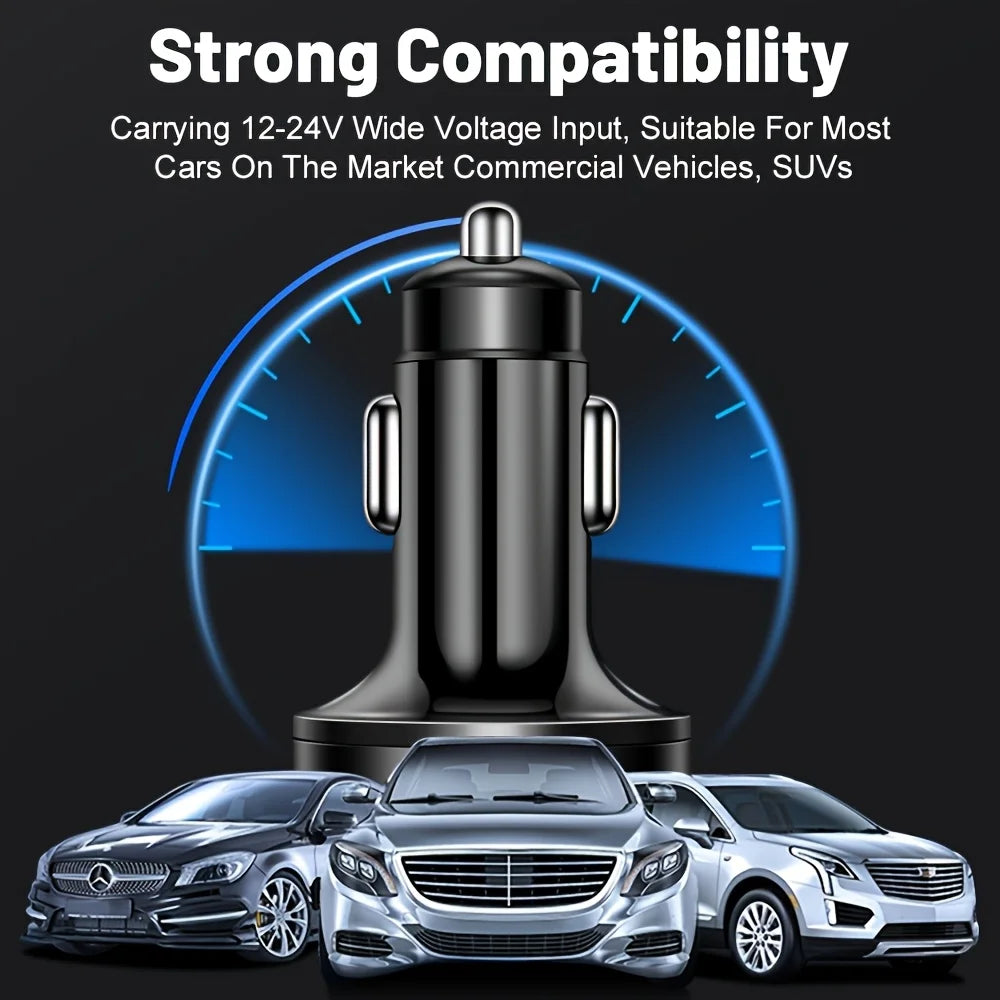 WaveGear Inc. AutoCharge™ 6-in-1 fast car charger adapter with multiple USB ports and sleek black design.