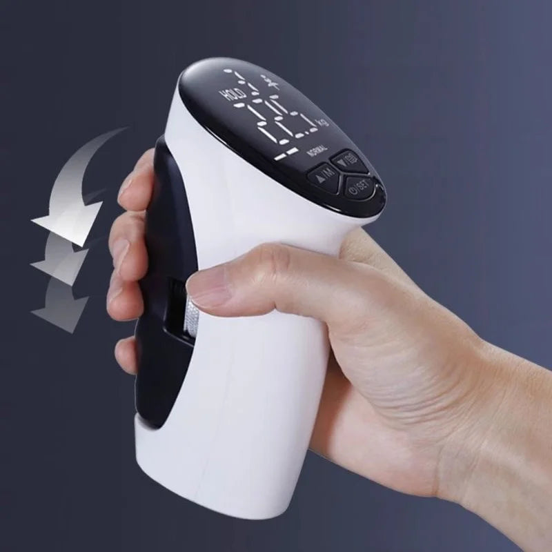 WaveGear Inc. digital hand grip strength trainer, compact exercise gear with digital display for improving grip strength.