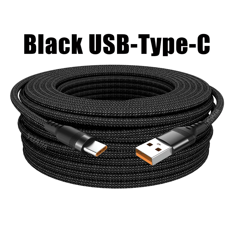 WaveGear Inc. TitanCable™ USB Type-C extended cable shown with reinforced connectors and flexible design for durable device connection