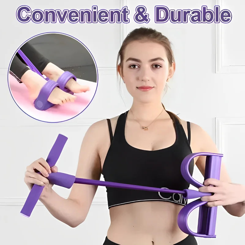 WaveGear Inc. abdominal strengthening elastic band for core exercise and resistance training, shown coiled on a white background.