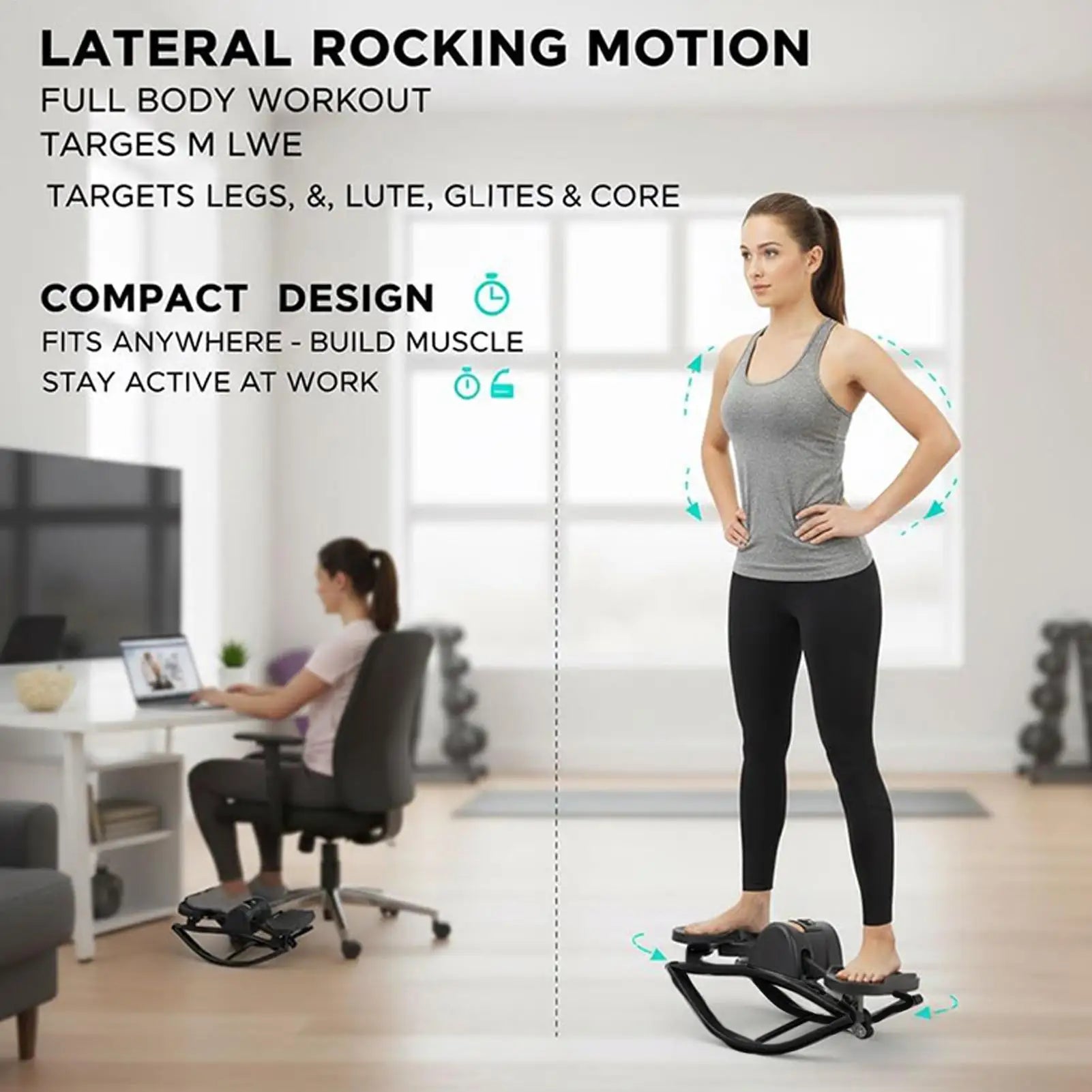 WaveGear Inc. Rock Stepper exercise machine showing sturdy foot pedals and compact design for effective cardio workouts.
