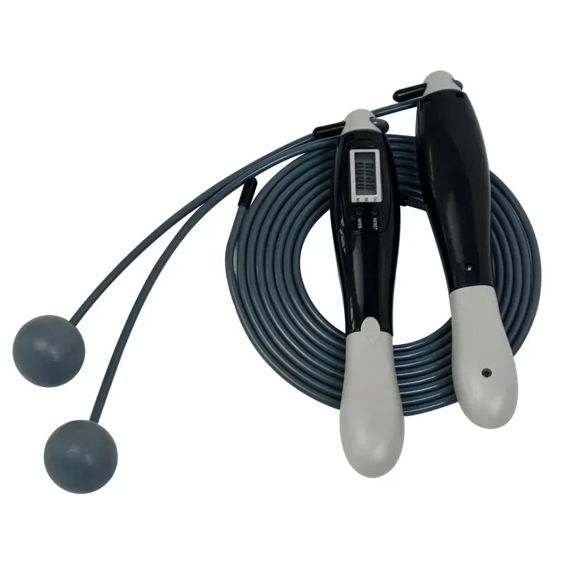 Digital counting skipping rope from WaveGear Inc. with digital display, ergonomic handles, and adjustable length for fitness workouts.