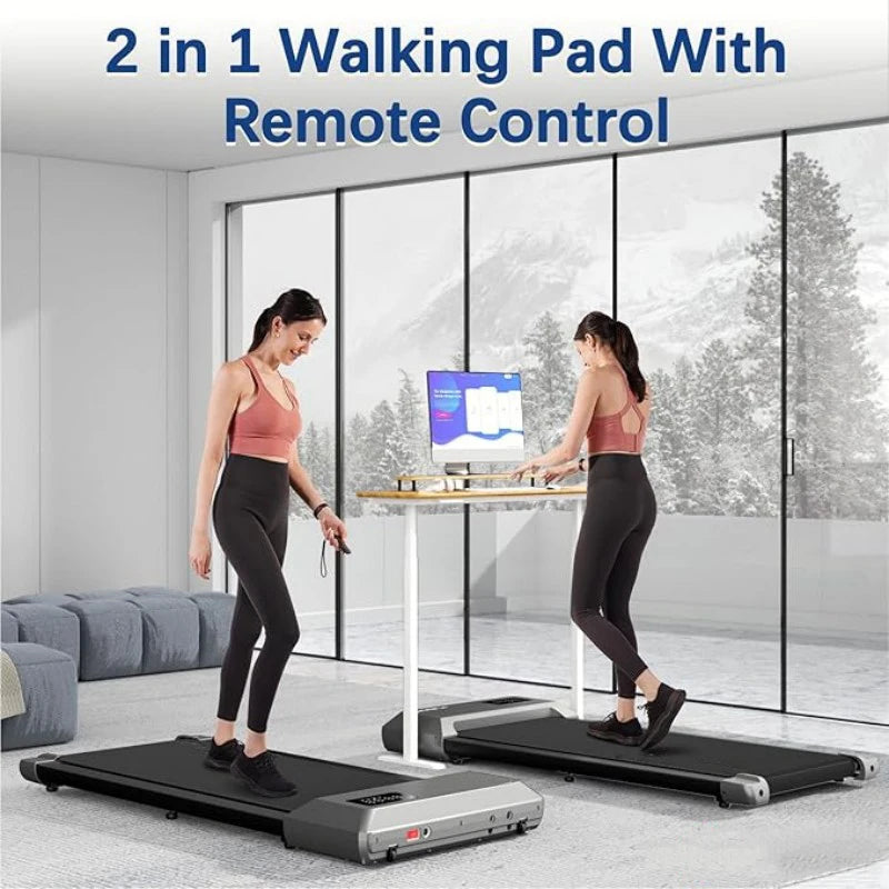WaveGear Inc. treadmill walking pad with LCD digital display, compact exercise gear for walking workouts and fitness routines.