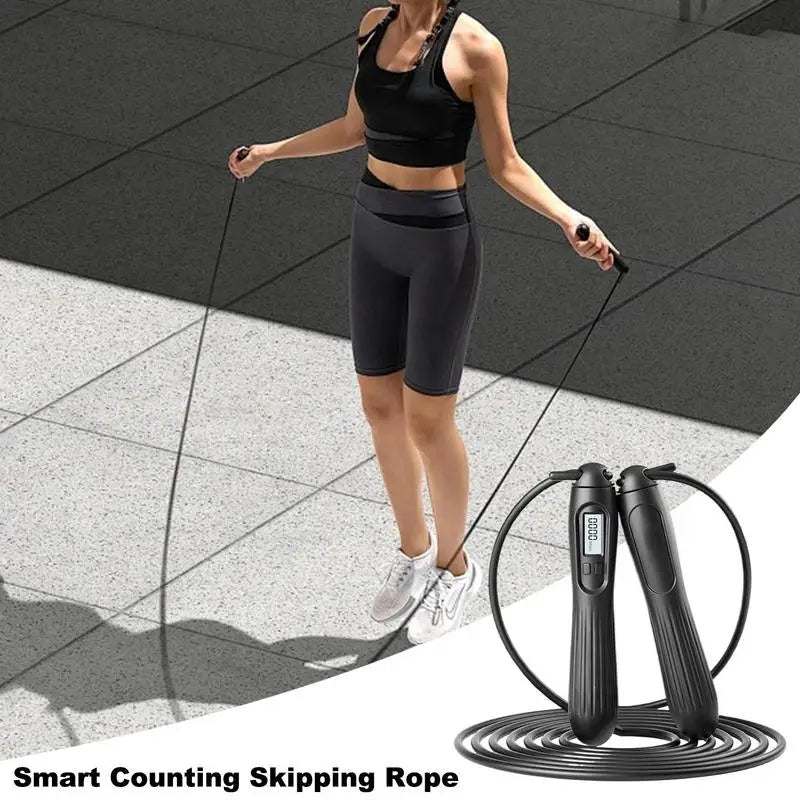 Digital counting skipping rope by WaveGear Inc. featuring digital display, durable handles, and adjustable length for exercise.