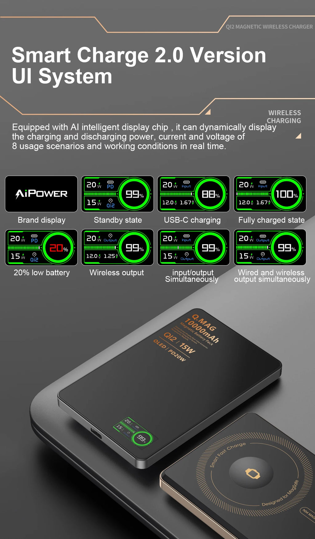 IonVault magnetic wireless powerbank by WaveGear Inc. shown with a sleek black design and magnetic attachment for charging devices.
