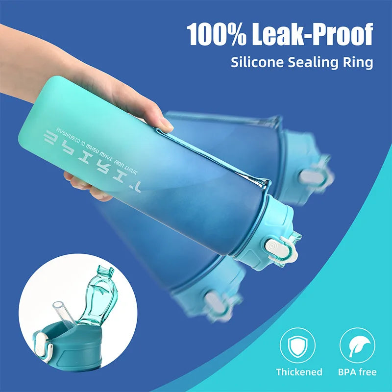 Leak-proof WaveGear Inc. sports water bottle for exercise, showing a sleek, durable design with a secure lid and ergonomic grip.