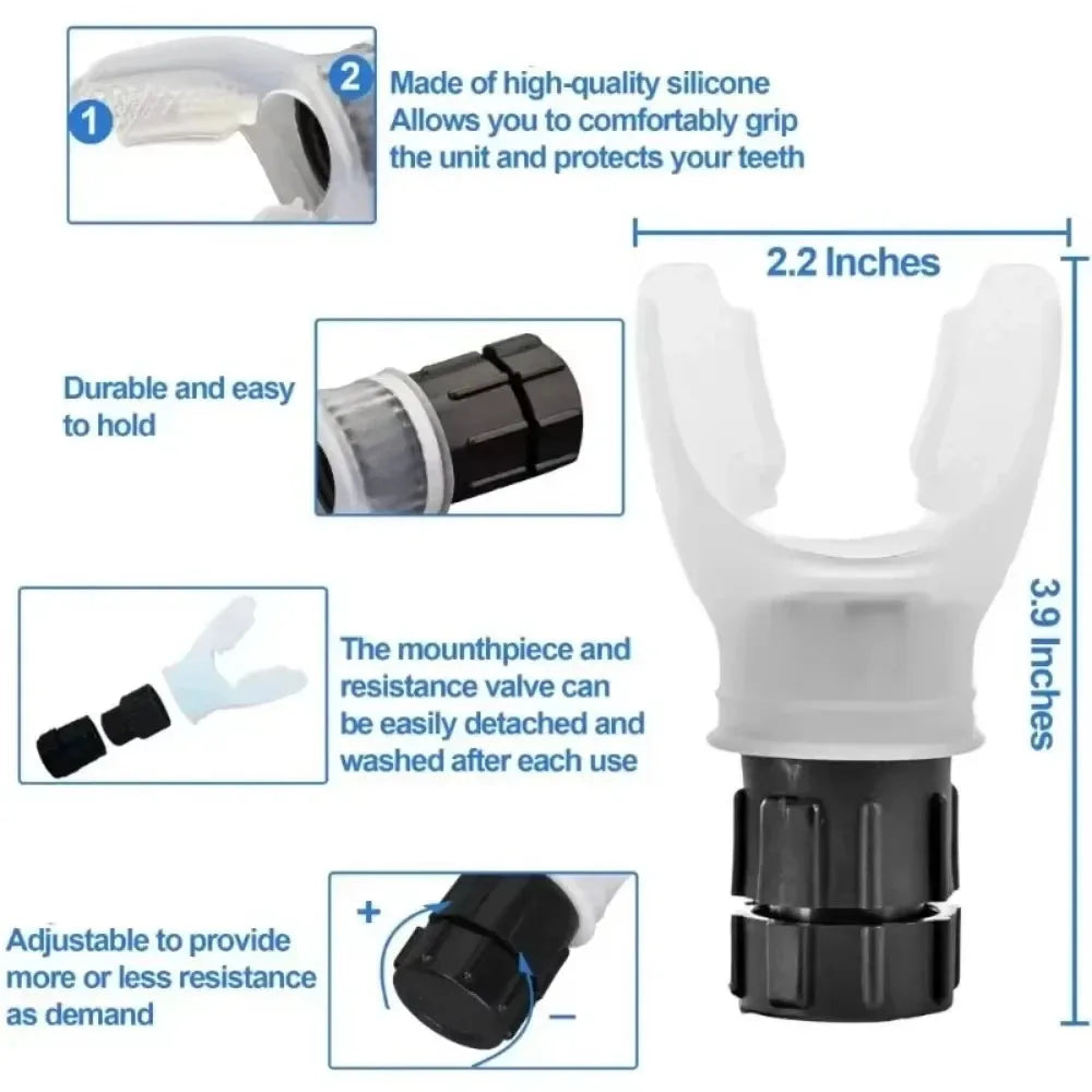 WaveGear Inc. portable breath exerciser, compact exercise gear for improving lung capacity and breathing strength.