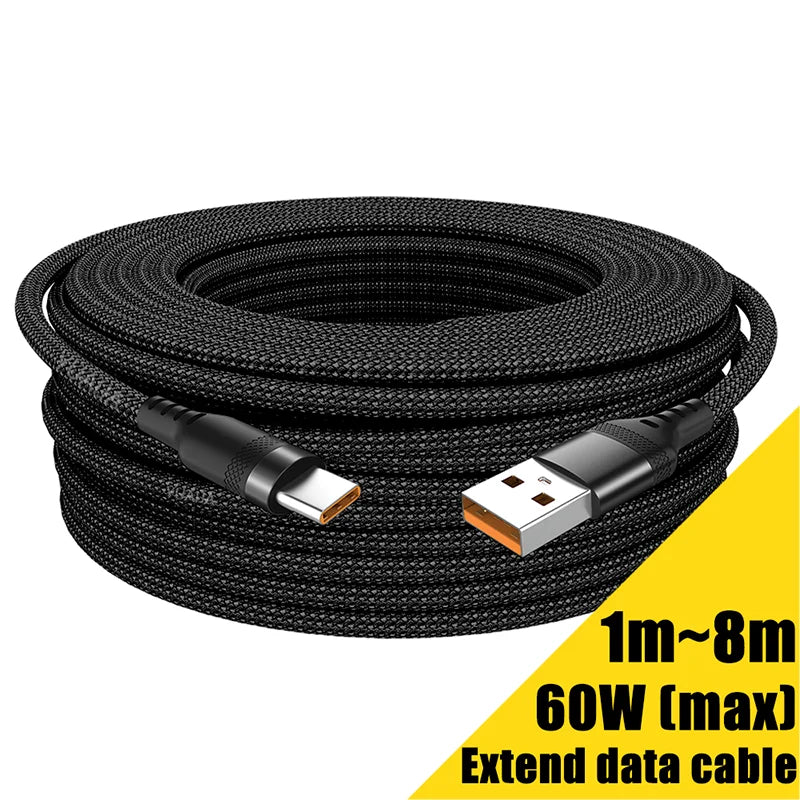 WaveGear Inc. TitanCable™ USB Type-C extended cable shown with connectors and cable length details.