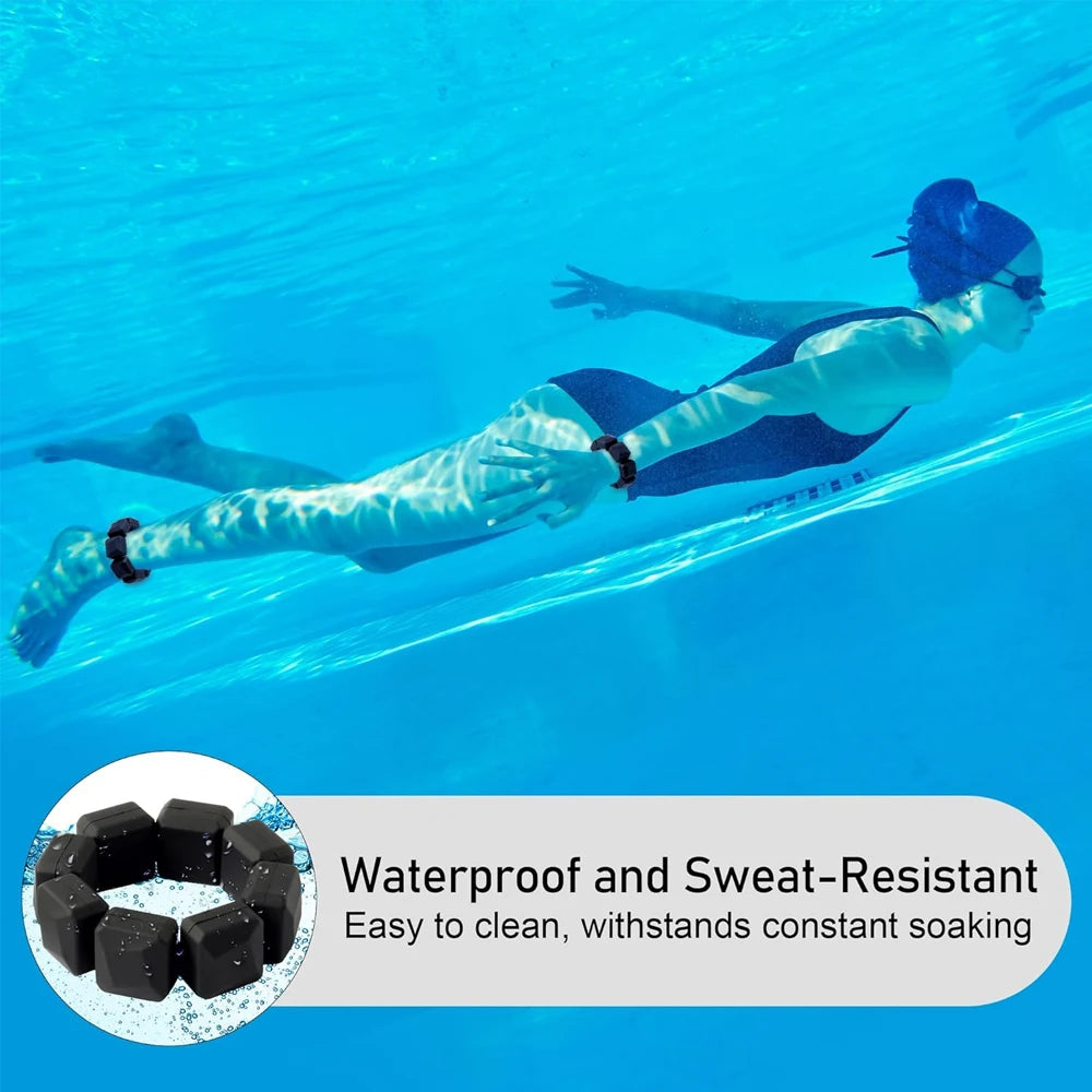 Adjustable WaveGear Inc. wrist and ankle weights for exercise, featuring padded straps and secure fastening for comfortable workouts.