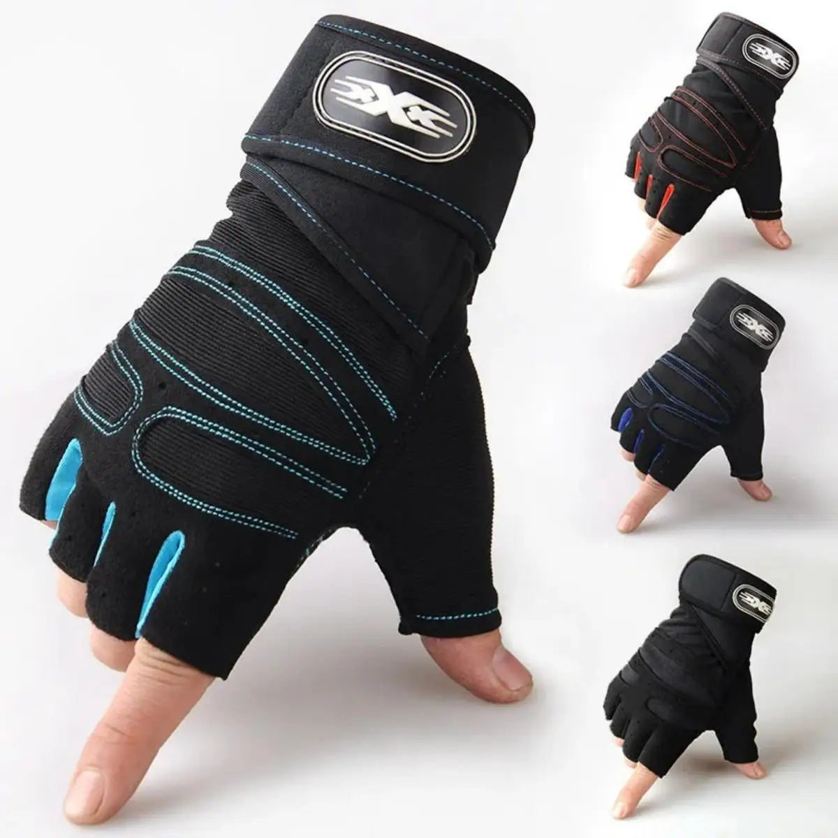 WaveGear Inc. gym weightlifting wristband gloves for men and women, exercise gear with supportive wrist straps and breathable fabric.