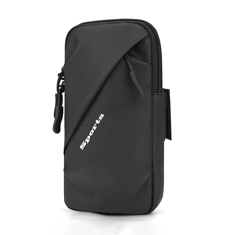 WaveGear Inc. waterproof phone holder jogging bag with adjustable strap, ideal for running and outdoor activities.