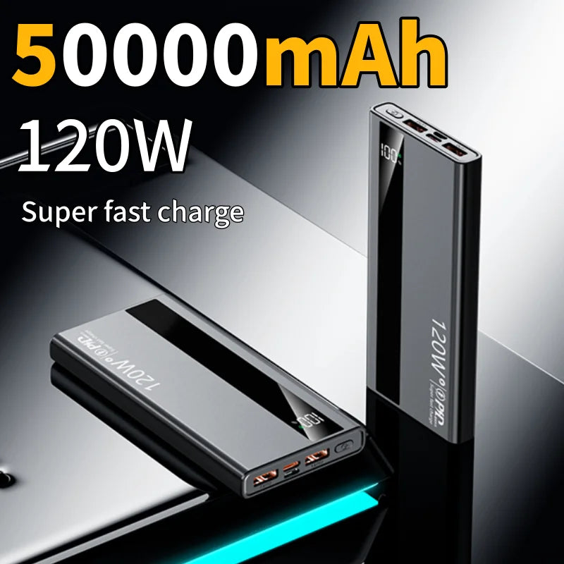 WaveGear Inc. fast charging large capacity power bank with multiple USB ports and compact design, ready for portable device charging.
