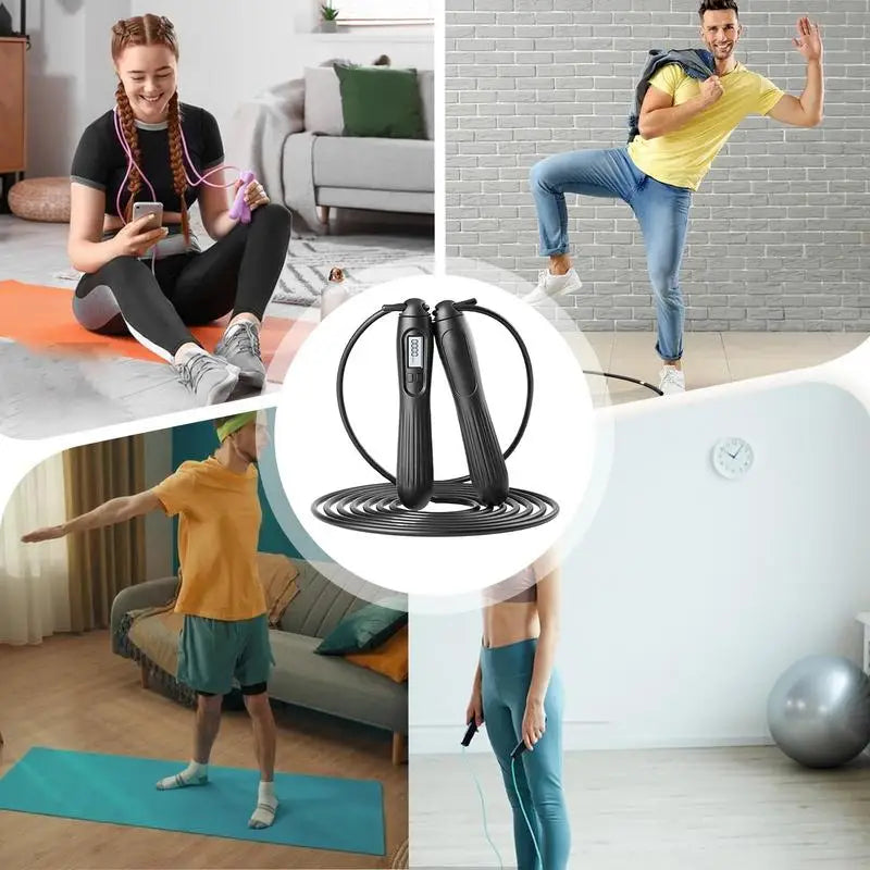 Digital counting skipping rope from WaveGear Inc. featuring digital display and sturdy exercise gear for cardio workouts