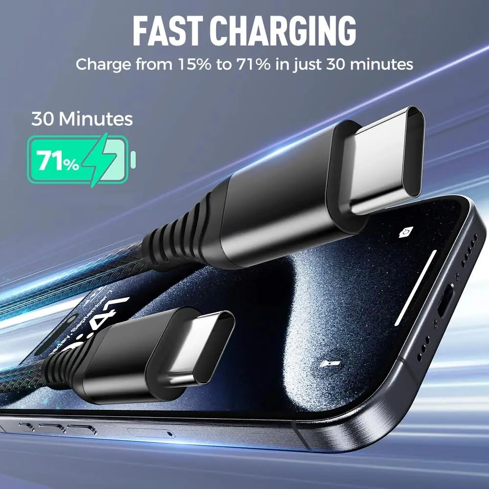 WaveGear Inc.™ TorqueCharge™ fast charging universal cable with multiple connectors and durable design shown in the image.