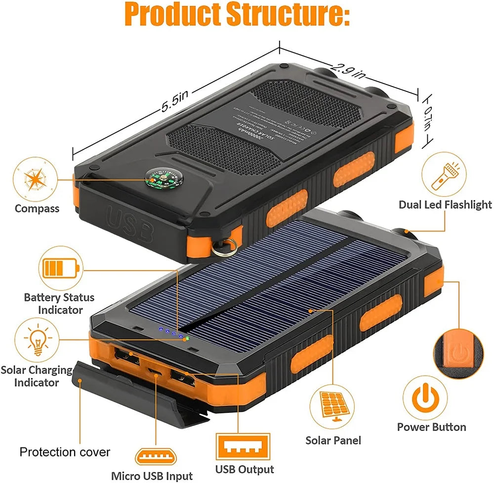 WaveGear Inc. portable solar power bank designed for outdoor exercise, with solar panels and compact, lightweight build.