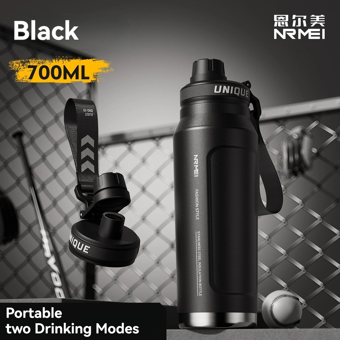 WaveGear Inc. insulated outdoor water bottle with a sleek design, stainless steel body, and secure leak-proof lid.