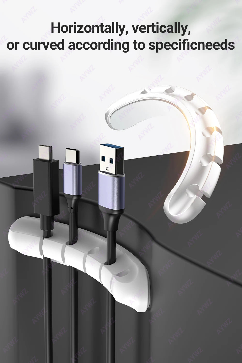 WireNest™ Adhesive Cable Holder by WaveGear Inc.™ secures and organizes cables with a sleek, durable adhesive design.
