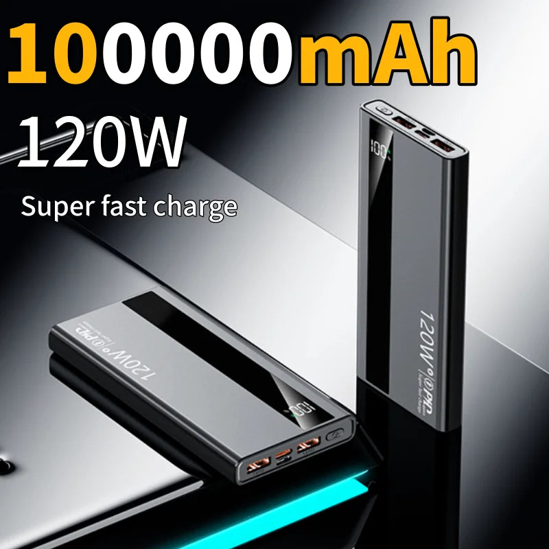 WaveGear Inc. fast charging large capacity power bank with multiple USB ports and sleek design, suitable for on-the-go charging.