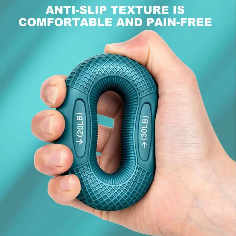 WaveGear Inc. finger grip hand strengthener exercise gear showing adjustable tension dials and textured finger grip areas.