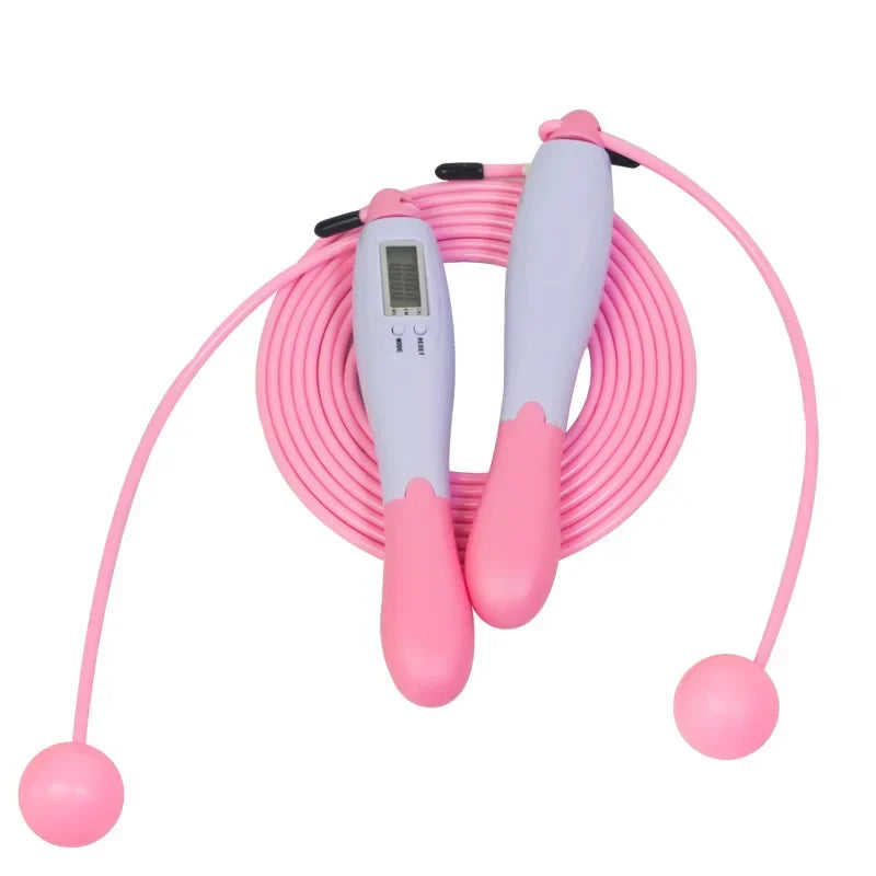 Digital counting skipping rope from WaveGear Inc. showing the exercise gear with digital display and adjustable handles.