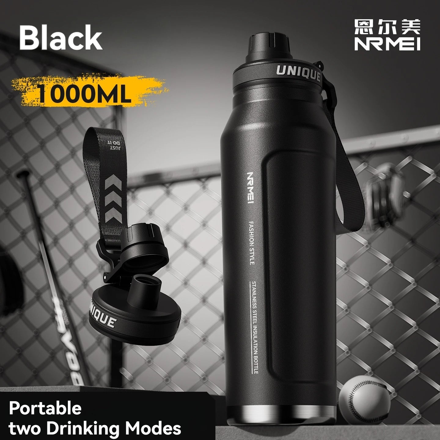 WaveGear Inc. insulated outdoor water bottle with a sleek design, stainless steel body, and secure lid for keeping drinks hot or cold