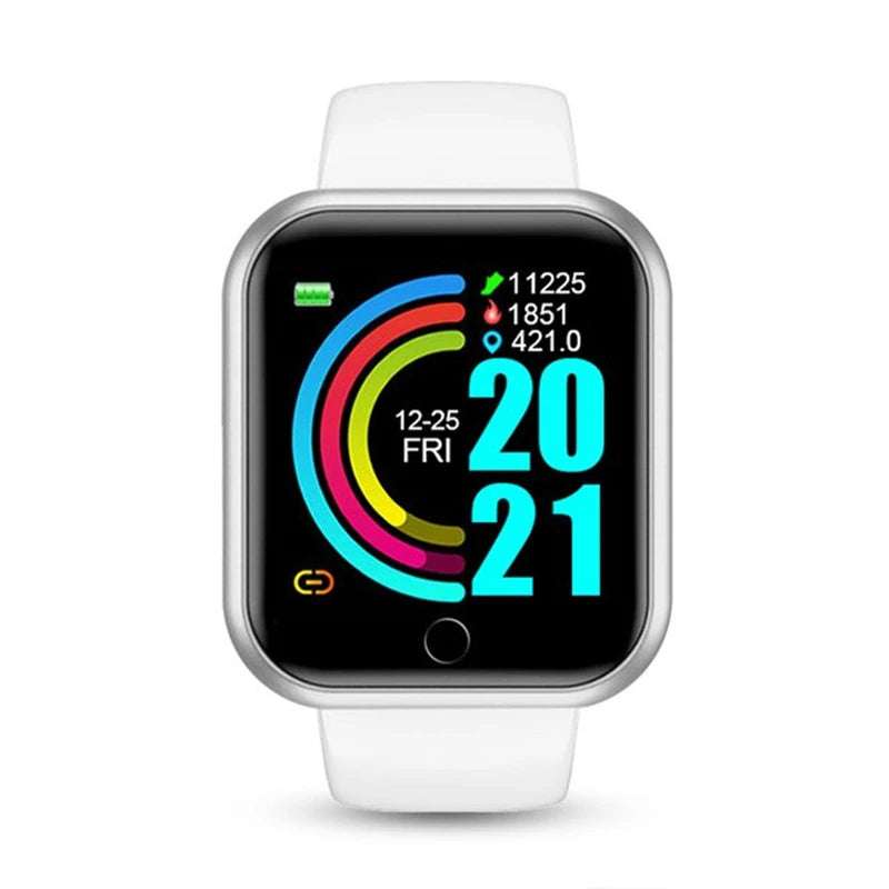 WaveGear Inc. Smart Watch Fitness Monitor displaying a tracking watch with a digital screen and health tracking features.
