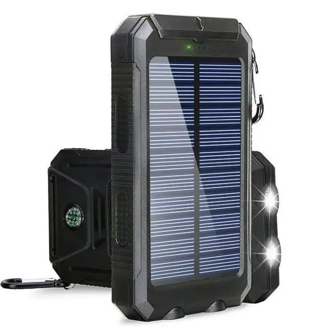 WaveGear Inc. portable solar power bank for outdoor exercise, with solar panels and compact design for charging on the go.
