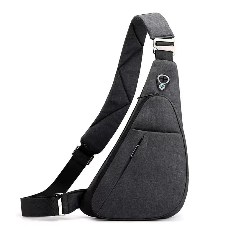 WaveGear Inc. anti-theft crossbody shoulder travel bag showing sleek design, secure zipper compartments, and adjustable strap.