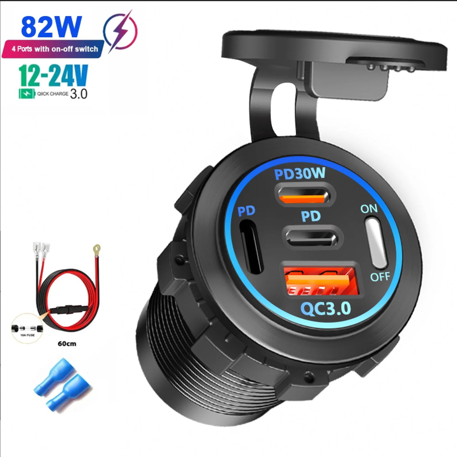 WaveGear Inc. DriveCell high-output car charger with multiple USB ports for fast device charging in a sleek, compact design.