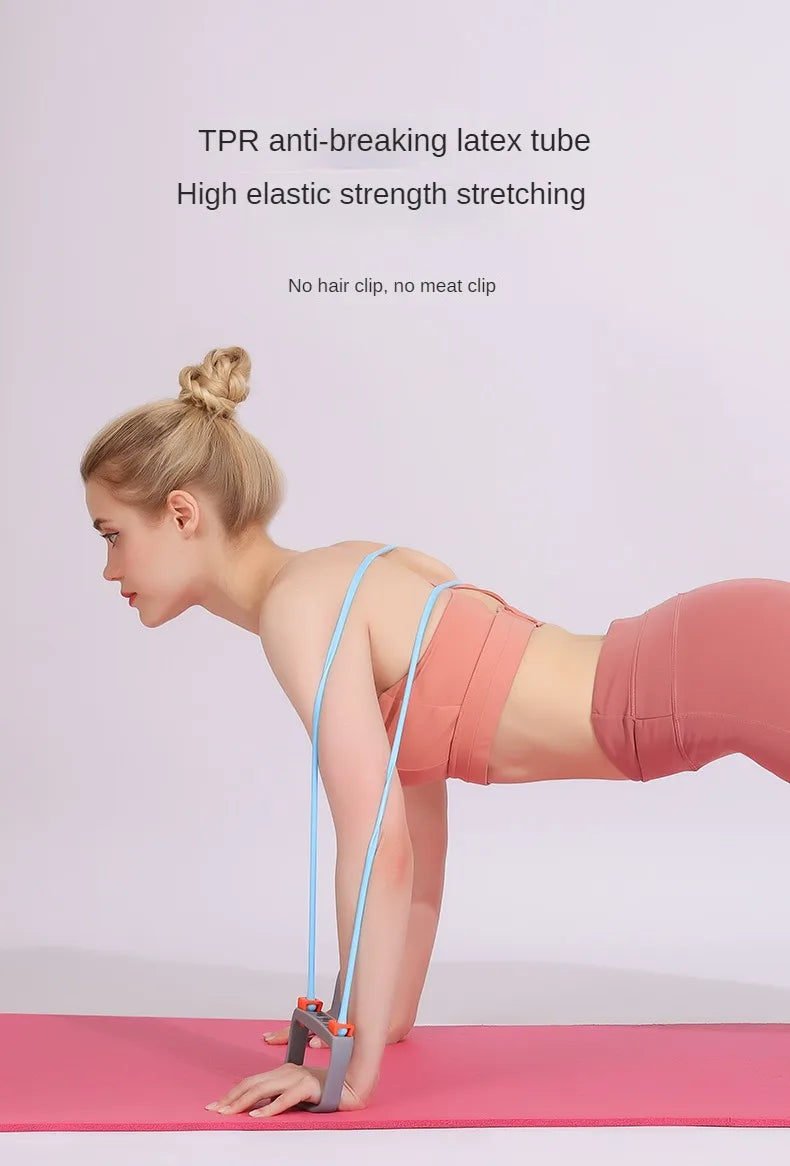 Full body workout exercise band by WaveGear Inc., showing a durable elastic resistance band for strength training and fitness.