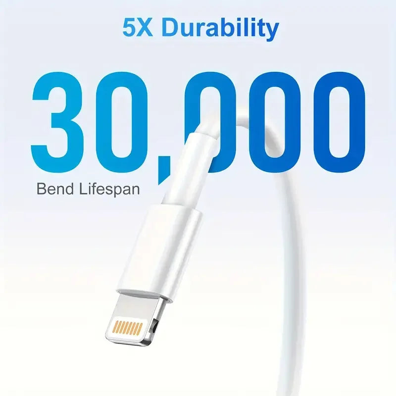 WaveGear Inc. PowerThread™ Lightning Charger Cable with durable braided design and USB connector for Apple devices.