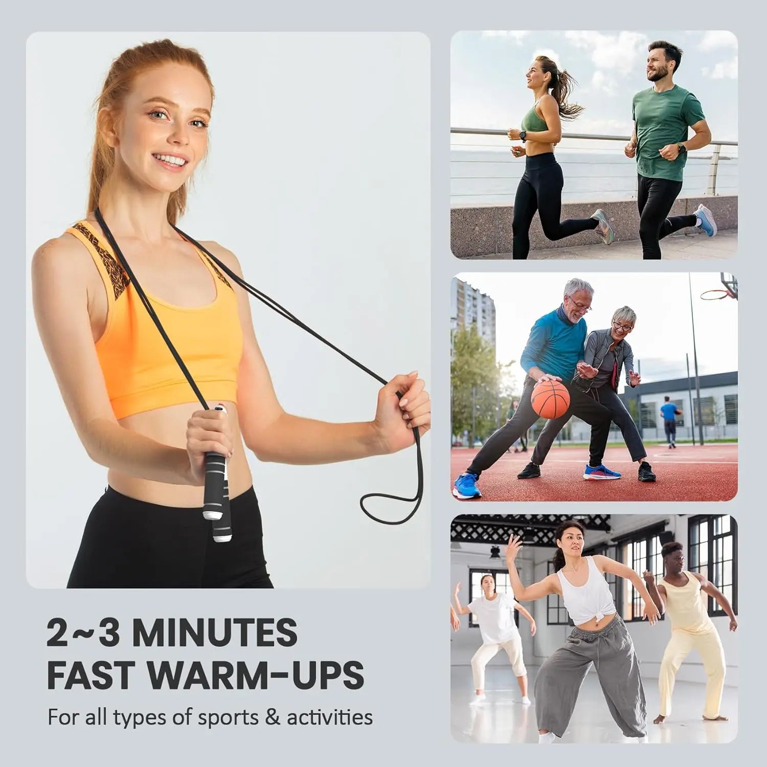 Smart digital jump rope by WaveGear Inc. with built-in counter and timer for exercise and fitness training.