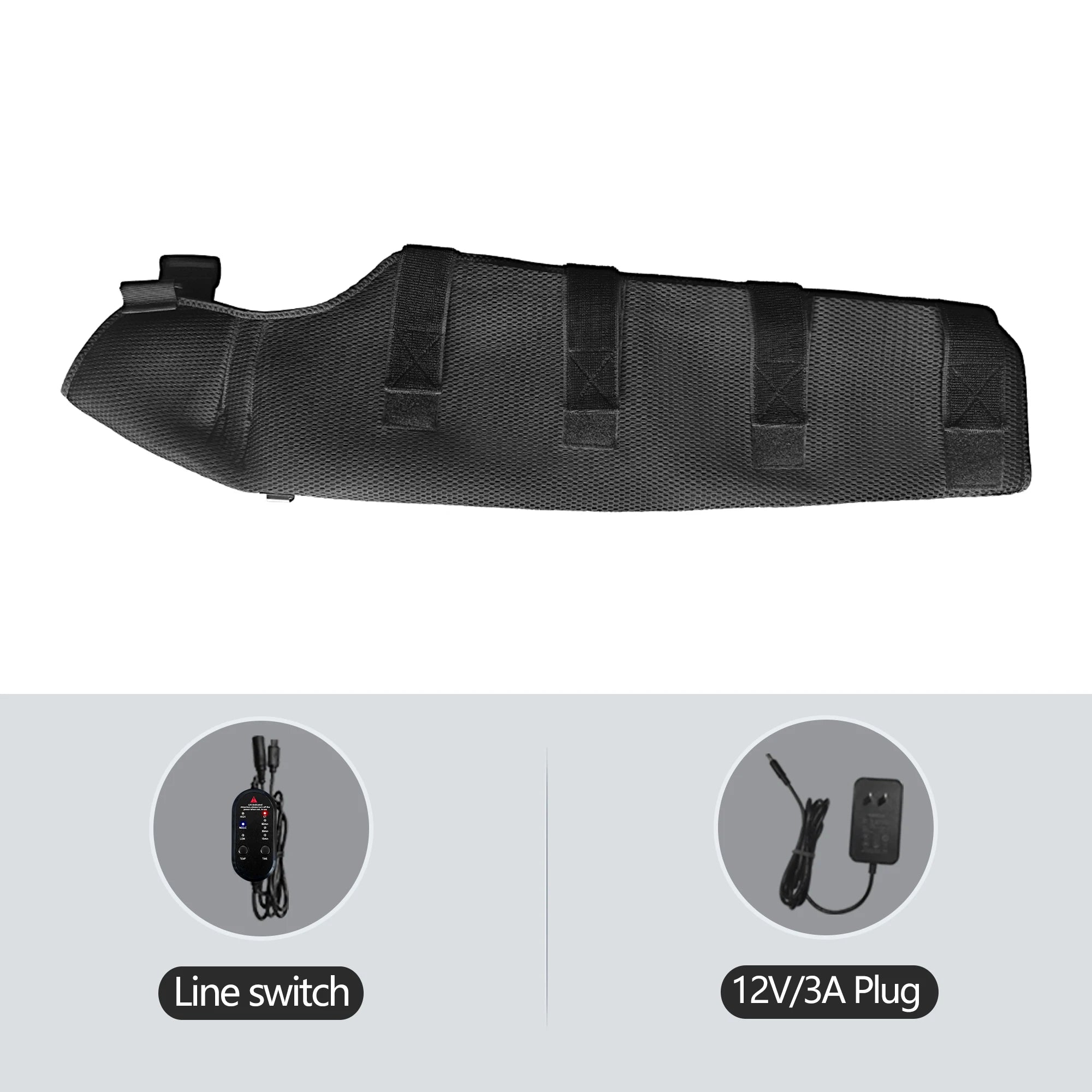 WaveGear Inc. long arm heating pad with vibration massager for muscle relaxation and pain relief during exercise.