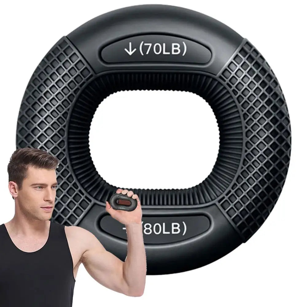 WaveGear Inc. Finger Grip Hand Strengthener exercise gear showing adjustable grip and textured handles for hand strength training.
