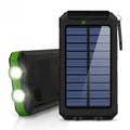 WaveGear Inc. portable solar power bank for exercise gear, showing compact design with solar panels and charging ports.
