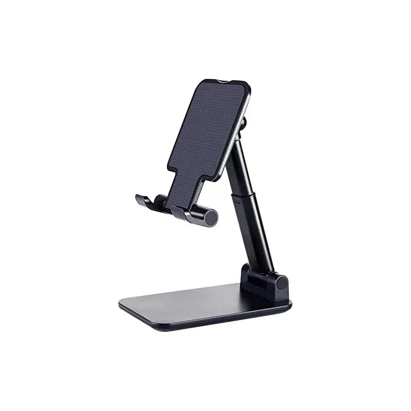WaveGear Inc. VectorMount™ desk mobile phone holder stand with adjustable arm and non-slip base on a wooden desk.
