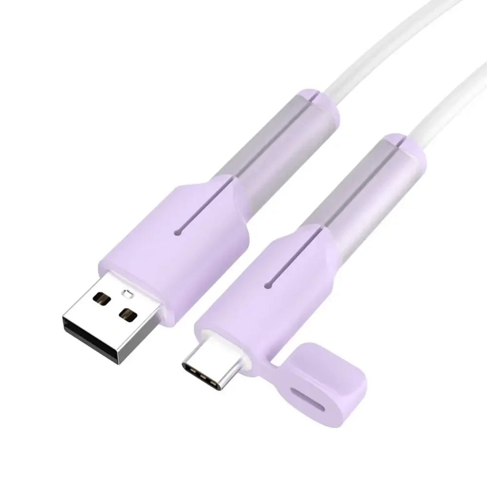 WaveGear Inc. Universal silicone charger cable protector showing flexible, colorful silicone cover for preventing cable damage