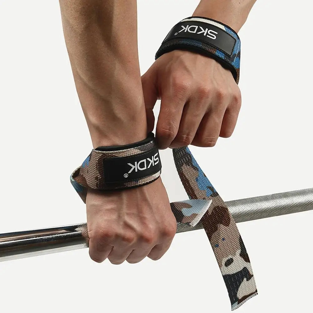 WaveGear Inc. SKDK Weightlifting High-Strength Hand Straps for exercise, showing black durable straps with padded wrist support