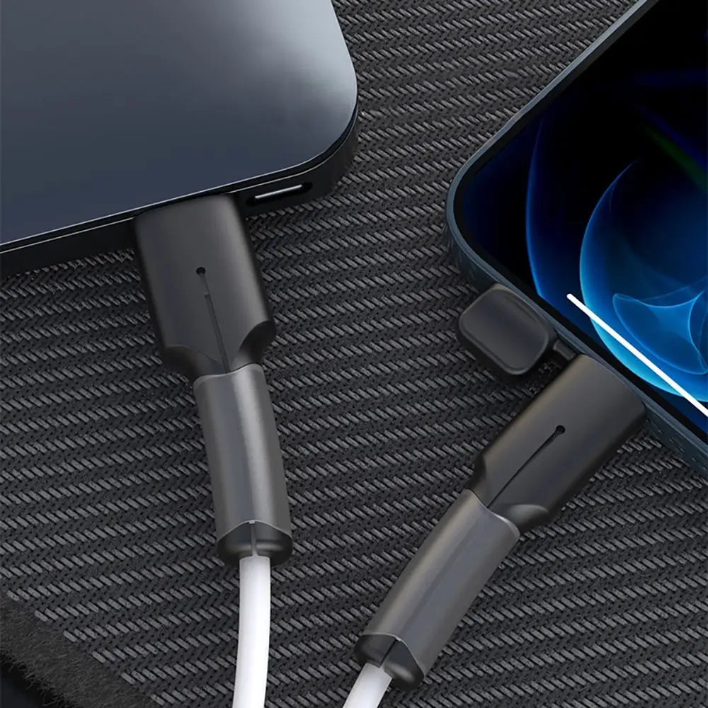 WaveGear Inc. universal silicone charger cable protector wrapped around a charging cable to prevent damage and fraying.
