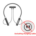Wireless Bluetooth neckband headphones by WaveGear Inc. with earbuds, featuring sleek design and in-ear fit.