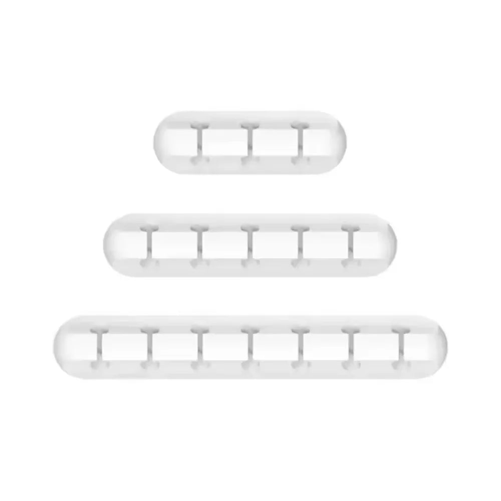 WaveGear Inc. CableGrid™ Cord Wire Organizer showing sleek, black plastic clips for managing and securing multiple cables.