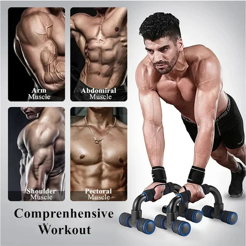 WaveGear Inc. GYM Non-Slip H-Shaped Push Up Bar for exercise, showing the sturdy, non-slip handles and compact design.