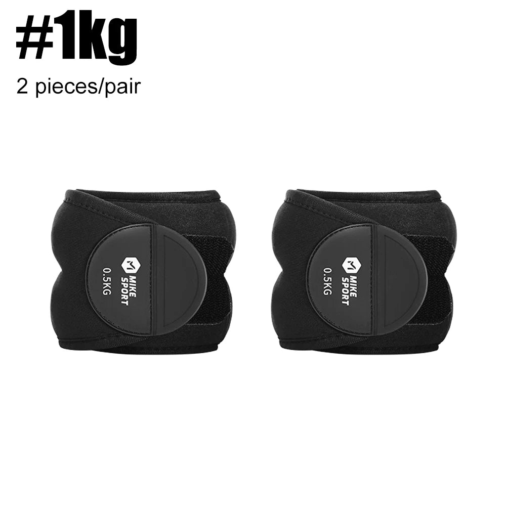 Adjustable ankle weights from WaveGear Inc. for exercise, showing a close-up of the padded, adjustable straps on a person's ankles.