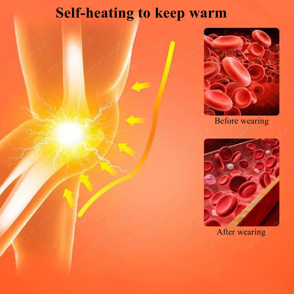 Self-heating support knee pad from WaveGear Inc. designed for exercise, featuring a comfortable fit and targeted knee support.