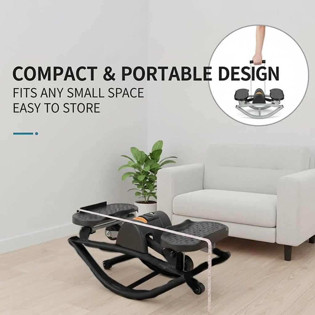 WaveGear Inc. Rock Stepper exercise machine showing sturdy foot pedals and sleek design for effective cardio workouts.