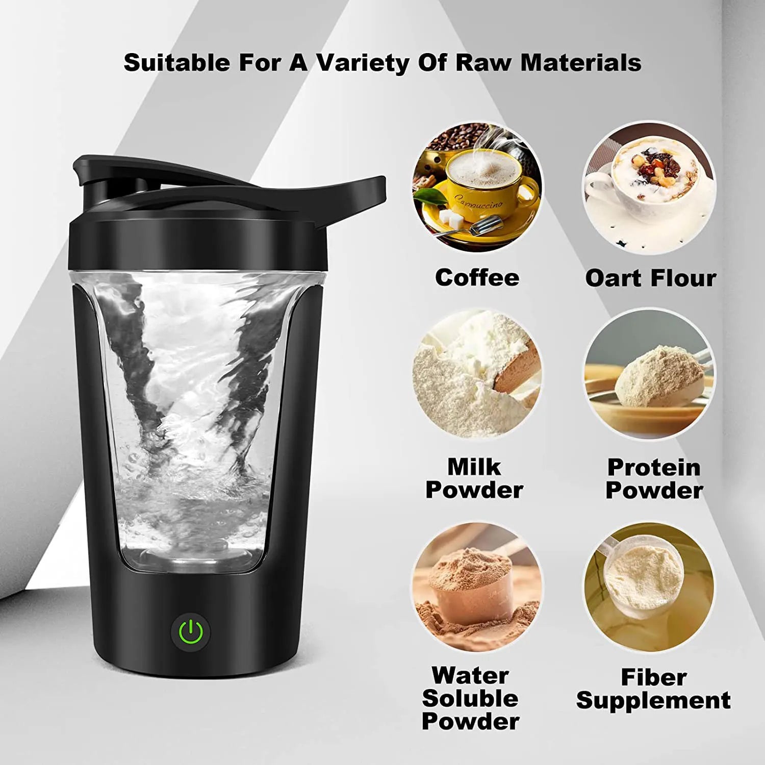 WaveGear Inc. electric portable protein mixing water bottle with a sleek design and built-in mixing mechanism.